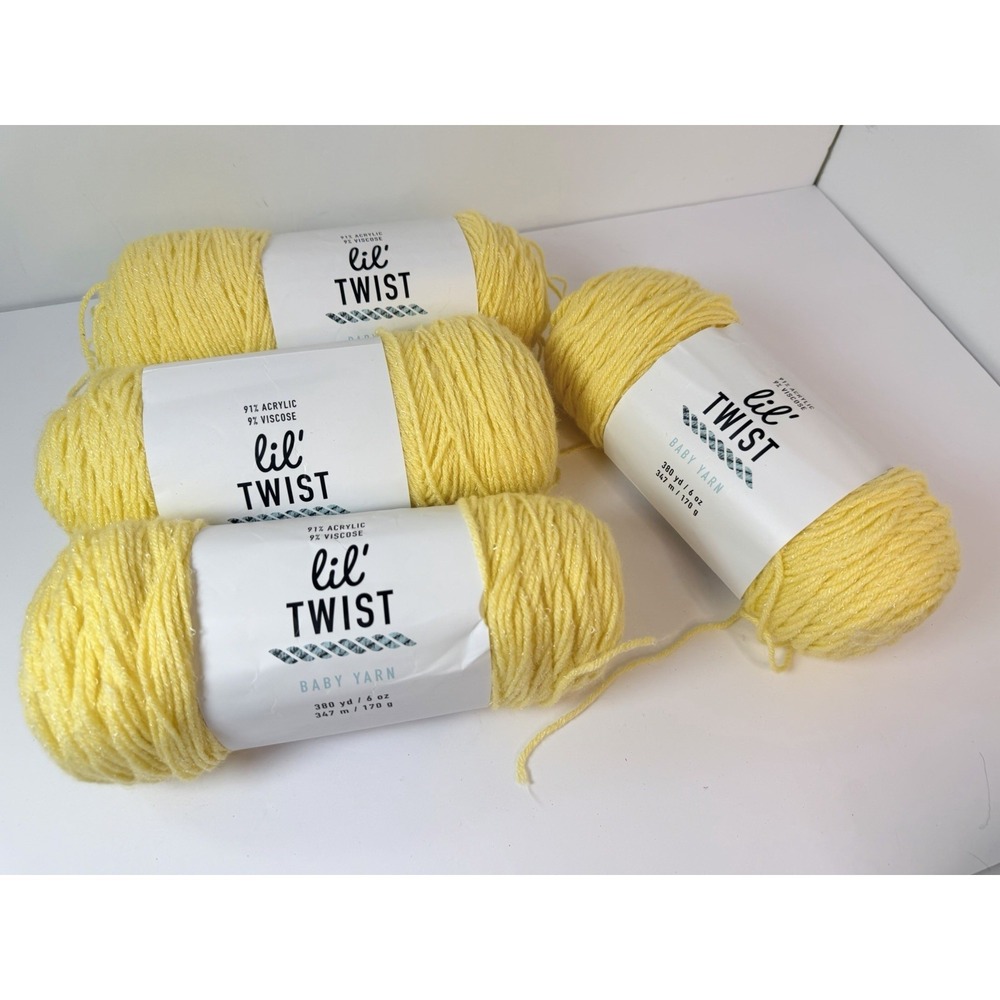 Lil Twist Baby Yarn Yellow 4 Skeins 380yds 6oz Each